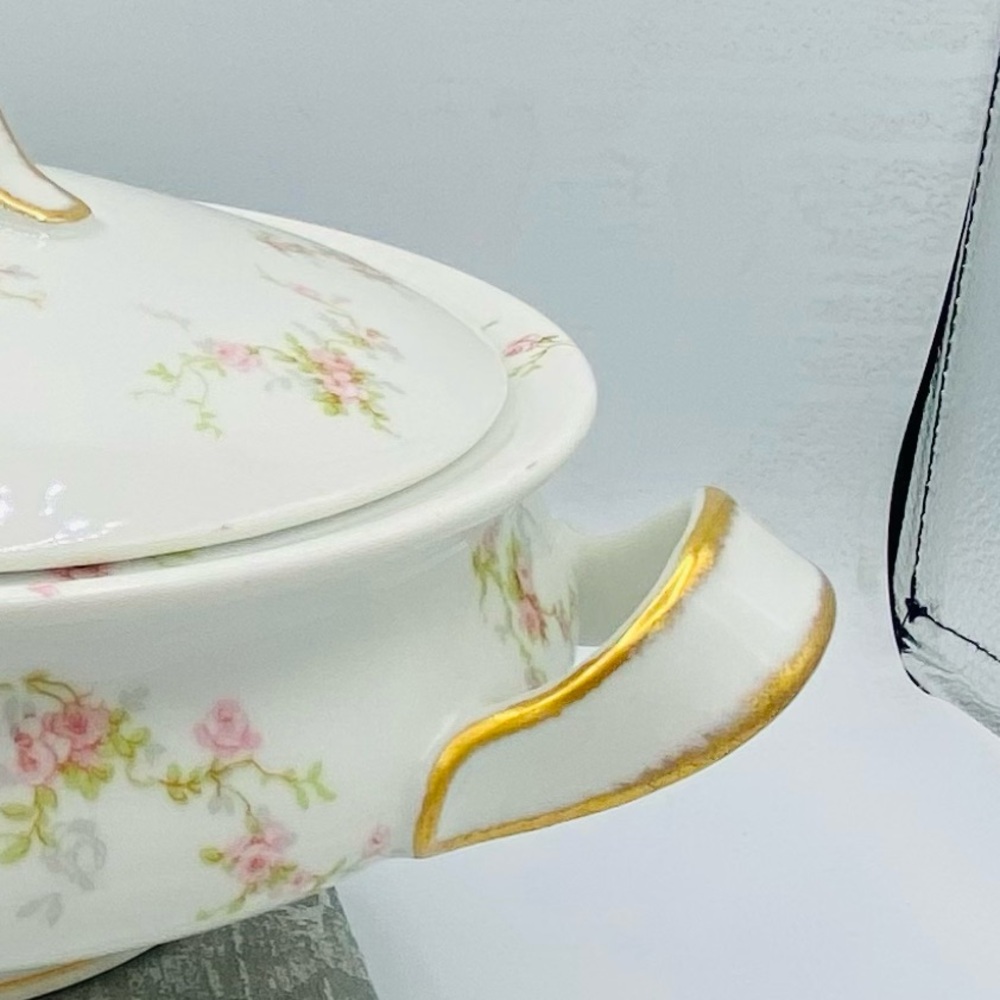 Antique Theodore Haviland Limoges France Porcelain Lidded Serving Tureen Bowl - Picture 8 of 9